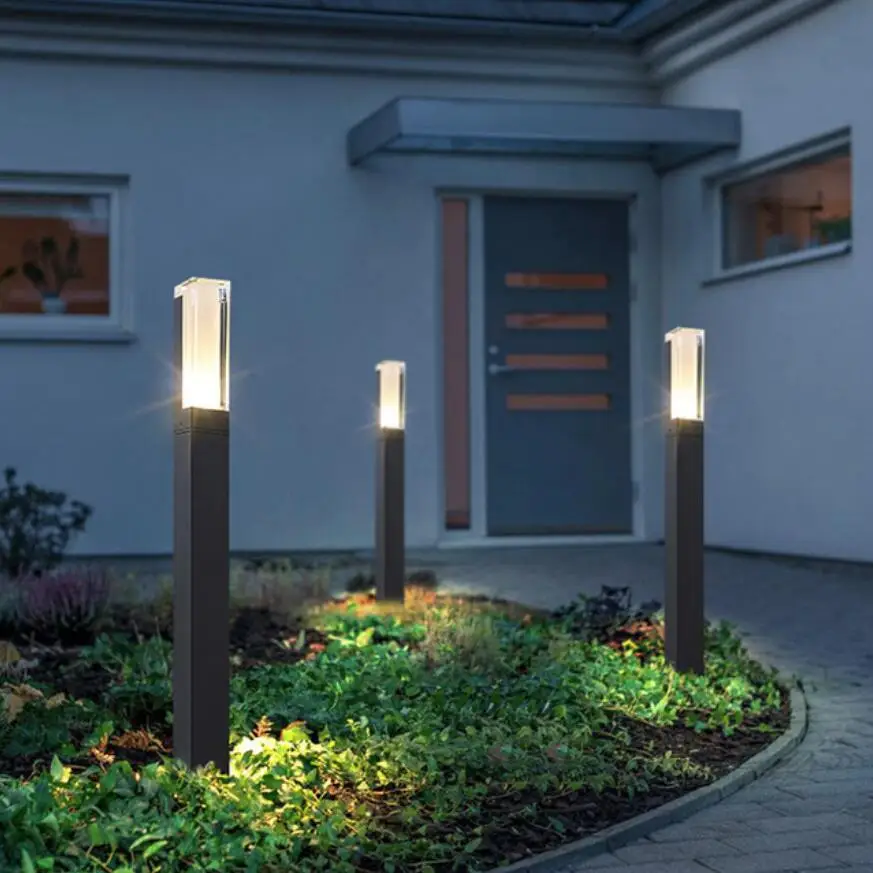 60CM With Motion Sensor LED Garden Lawn Lamp Modern Aluminum Pillar Light Outdoor Courtyard Villa Landscape Lawn Bollards Light 6