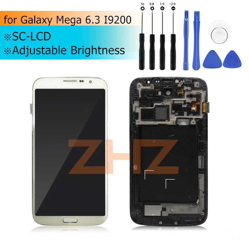 

For Samsung Galaxy Mega 6.3 i9200 i9205 LCD Display Touch Screen Digitizer with Bezel Frame Full Assembly Repair Spare Parts
