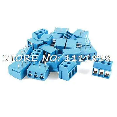 

20 x AC 300V 16A 5mm Pitch 3 Pin Screw Pluggable Terminal Block Blue