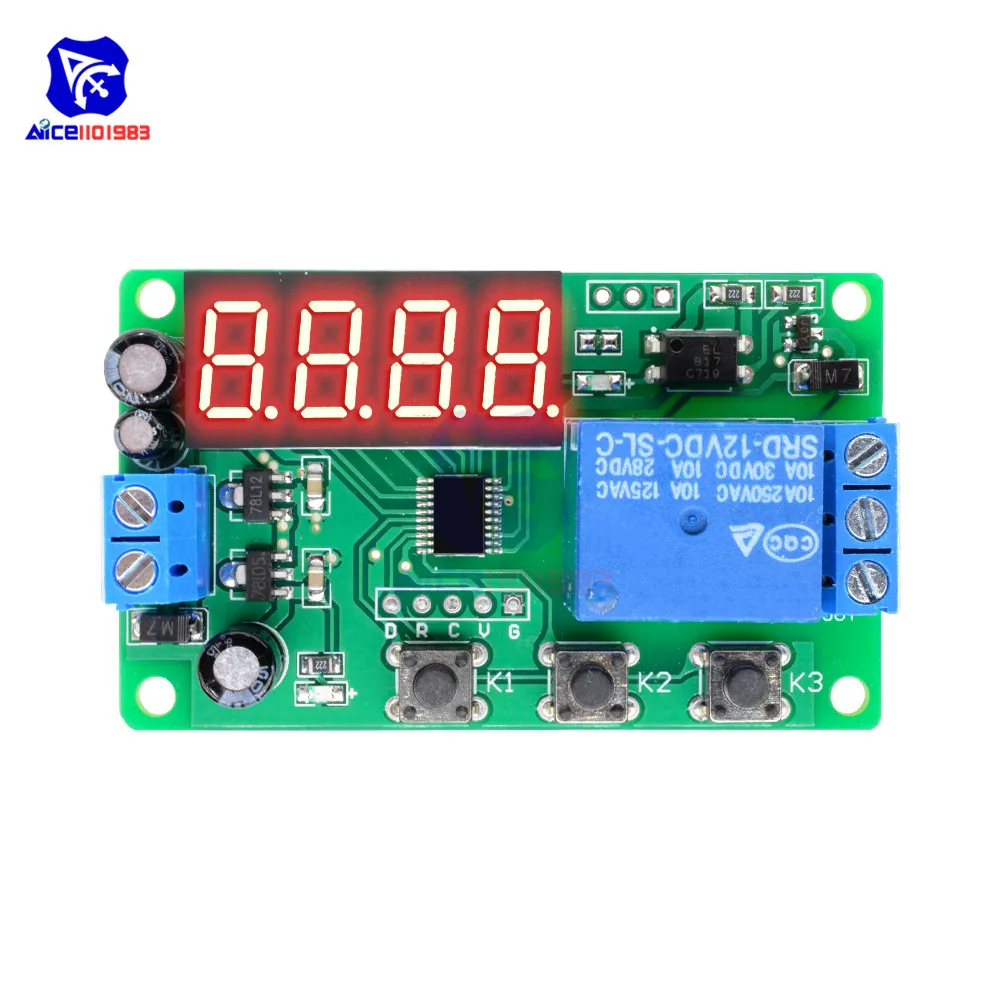 12 в 1 CH таймер задержки управления релейный модуль питания плата переключатель 4 бит светодиодный модуль цифровой трубки реле дисплея