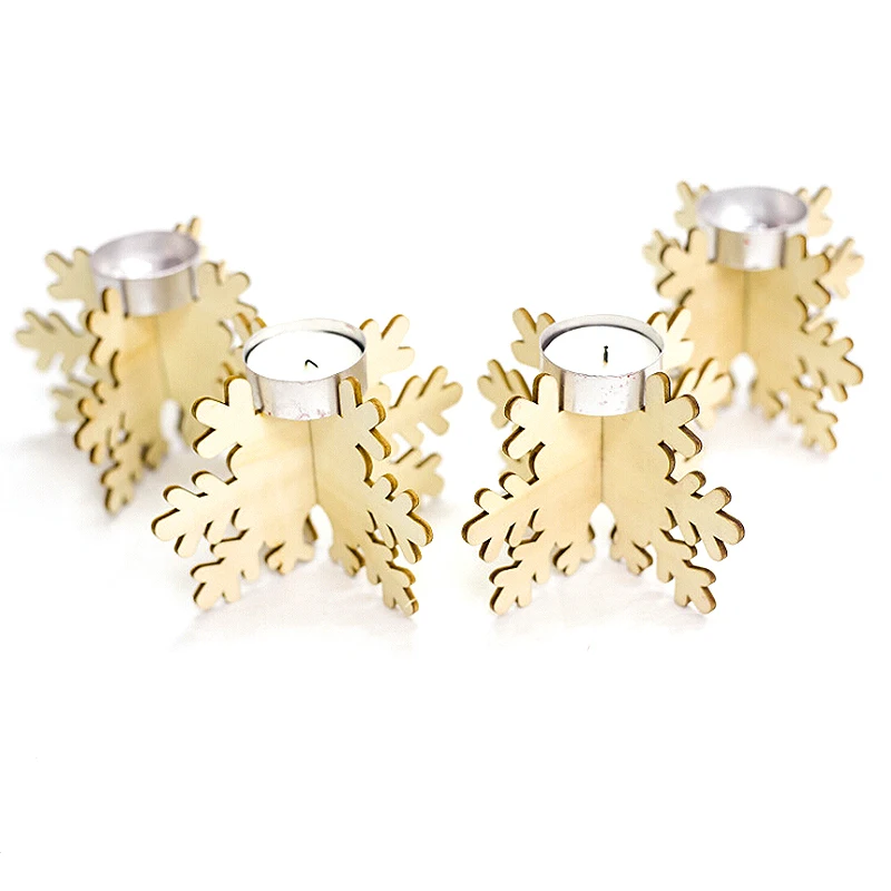 

New Arrival 4Pcs Christmas Wood Candlestick Decoration Ornament Mini Candle Holder 2019 Original
