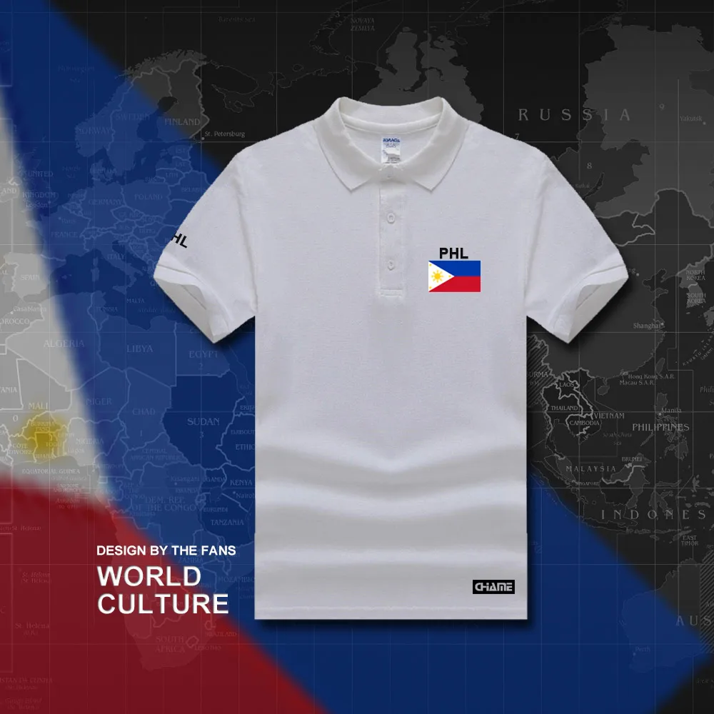 Филиппины пилипинас поло рубашки для мужчин короткий рукав белый бренд печатных для страны хлопок национальная команда флаг Новая мода PH