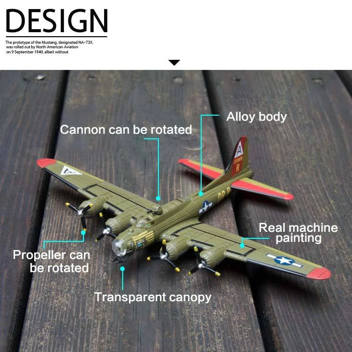 Военный сплав модель самолета бомбардировка самолет Боинг B-17 муха крепость Второй мировой войны Flight литья под давлением Масштаб Модель игрушки 1:144