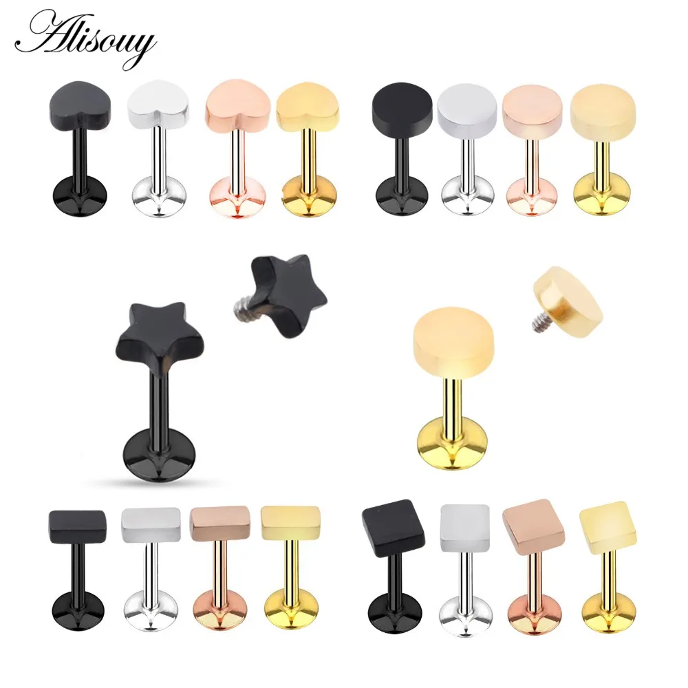 

Alisouy 1PC Ear Piercing Lip Body Labret Cartilage Helix Tragus Triangle Barbell Bar Earrings Surgical Steel Ear Studs Piercing
