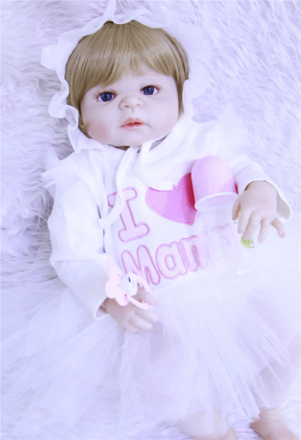 

DollMai bebes reborn 23" doll reborn full silicone body can bathe kid birthday gift girl princess BJD dolls real alive bonecas