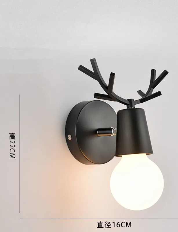 Регулируемый светодиодный настенный светильник в скандинавском стиле с цветными рогами оленя из мультфильма, бра для чтения в спальню, настенное освещение для детской комнаты E27 - Цвет абажура: A1