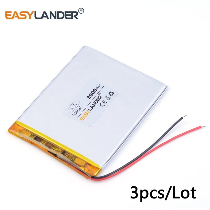 3 шт./лот 3000 мАч 556685 3,7 В литий-ионный полимер rechargeableFor MP4 MP5 GPS PAD DIY PSP Мобильный Карманный ПК электронные книги видеоигры