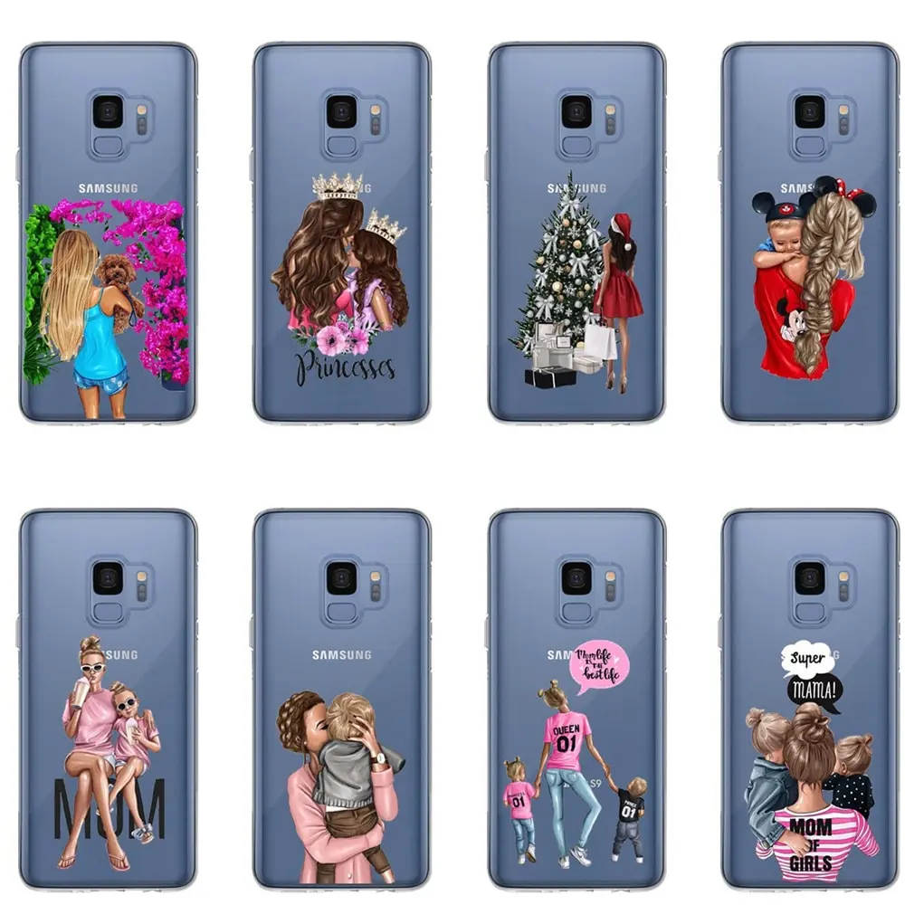 Vogue Queen Princess мягкий силиконовый чехол для маленькой мамы кофе девочки Samsung Galaxy S5 S6