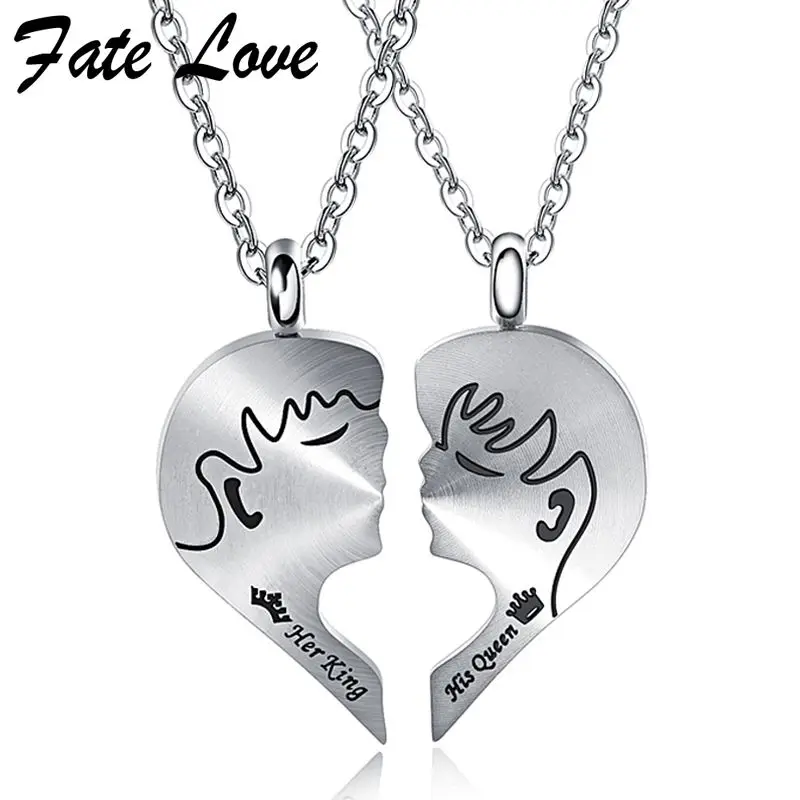 Fate Love ожерелья для пар ее король его королева корона кулон ожерелье из