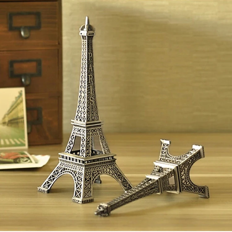 6 Sizes Bronze Tone Paris Eiffel Tower Figurine Statue Vintage Alloy Model Decor 
