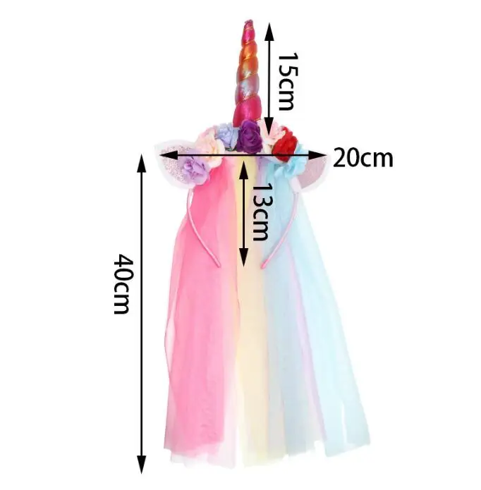 5 шт. Длинные Тюль обувь для девочек Дети новый дизайн головной убор-единорог Хэллоуин Единорог для вечеринки обруч Повязки На Голову с