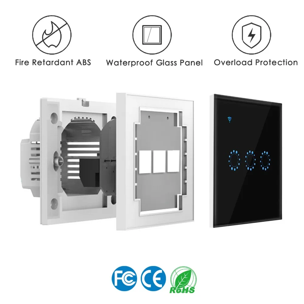 Wi-Fi светильник, переключатель Wi-Fi, 220 В, приложение Ewelink, дистанционное управление, работает с Alexa Google Home, умный сенсорный переключатель, Wifi настенный переключатель
