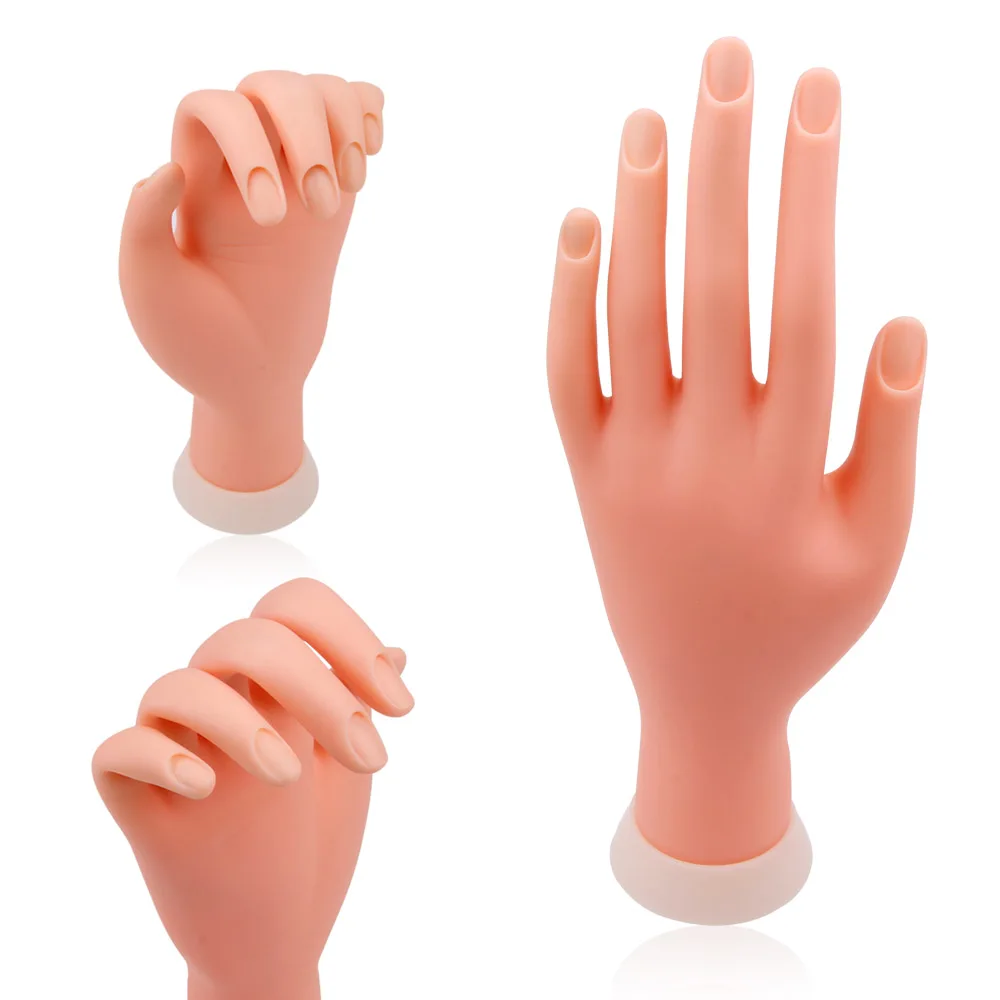 Nail Practice Hand Model Flexible Movable Silicone Prosthetic Soft Fake Hands for Nail Art Training