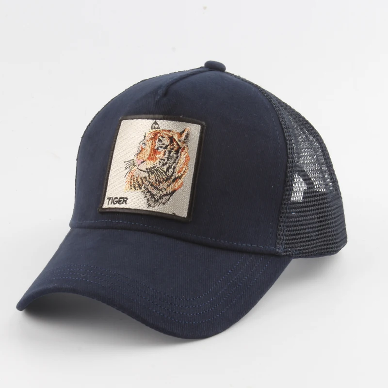 النمر الحيوان التطريز البيسبول قبعات الرجال النساء سنببك الهيب هوب قبعة الصيف تنفس شبكة الشمس Gorras للجنسين الشارع الشهير العظام