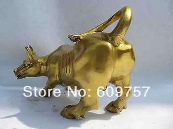 

yan chinese Excellent Copper brass Zodiac Year Bull corrida Bull Ox bossy statues gift art 100% Genuine copper