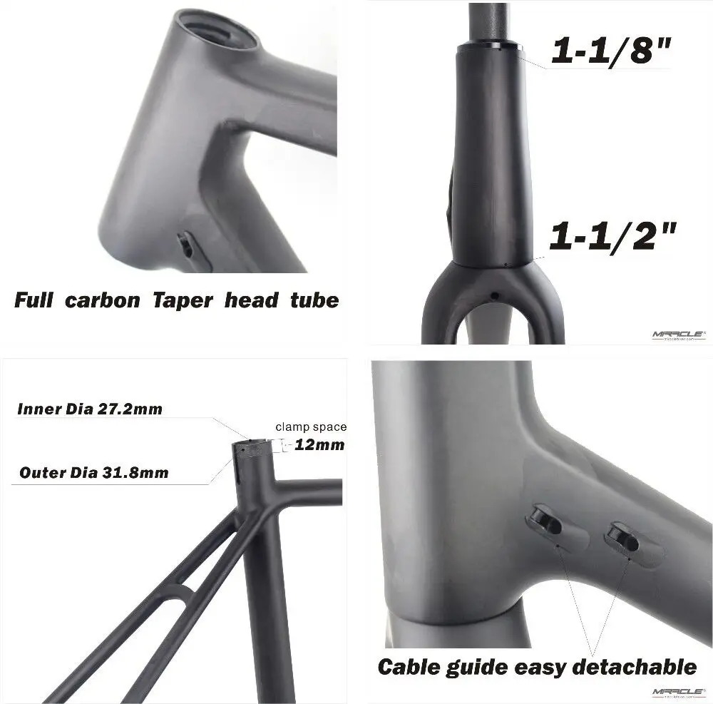 Best 2019 Thru Axle 142mm disc cyclocross carbon frame  Gravel 700C Carbon Bike Frame, Di2 Carbon Cyclocross Frame with 100*12mm fork 5