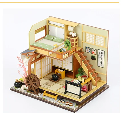 

3D DIY Doll House Wooden Baby Doll Houses Miniature Dollhouse Furniture Kit Toys for Children Grownups Japan style doll house
