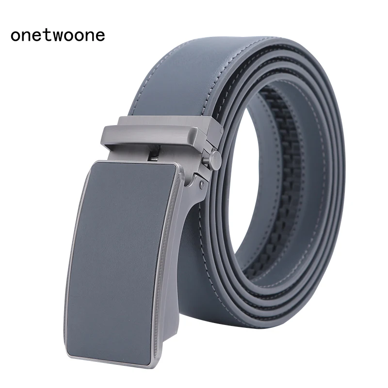 

Famous Brand Belt Men Top Quality Genuine Luxury Leather Belts for Men Strap Male Metal Automatic Buckle 3.5cm Gray Belt