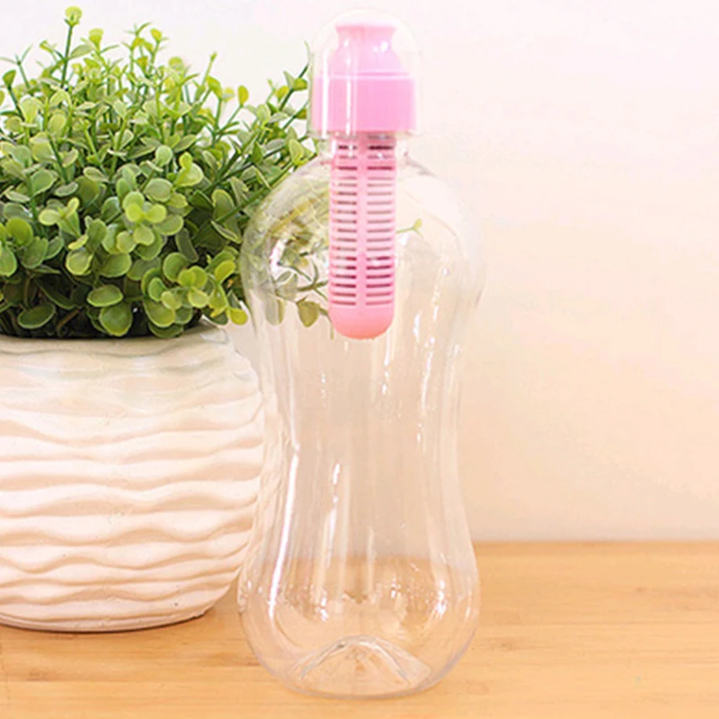 

550ml Plastic Water Bobble Hydration Filter Portable Outdoor Hiking Travel Gym Filtering Water Healthy Drinking Bottle