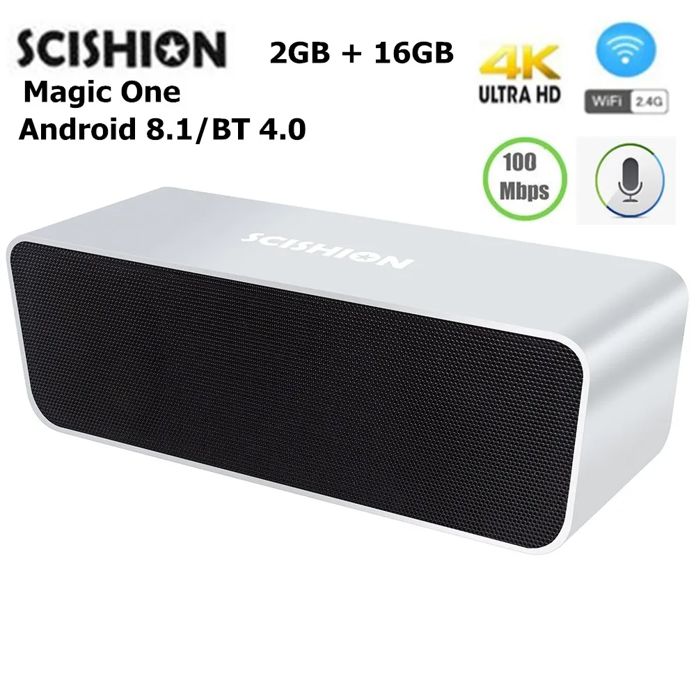 

SCISHION Magic One BT4.0 TV Box with Audio Function Rockchip 3328 2GB RAM 16GB ROM 2.4G WiFi 100Mbps Support 4K Android 8.1