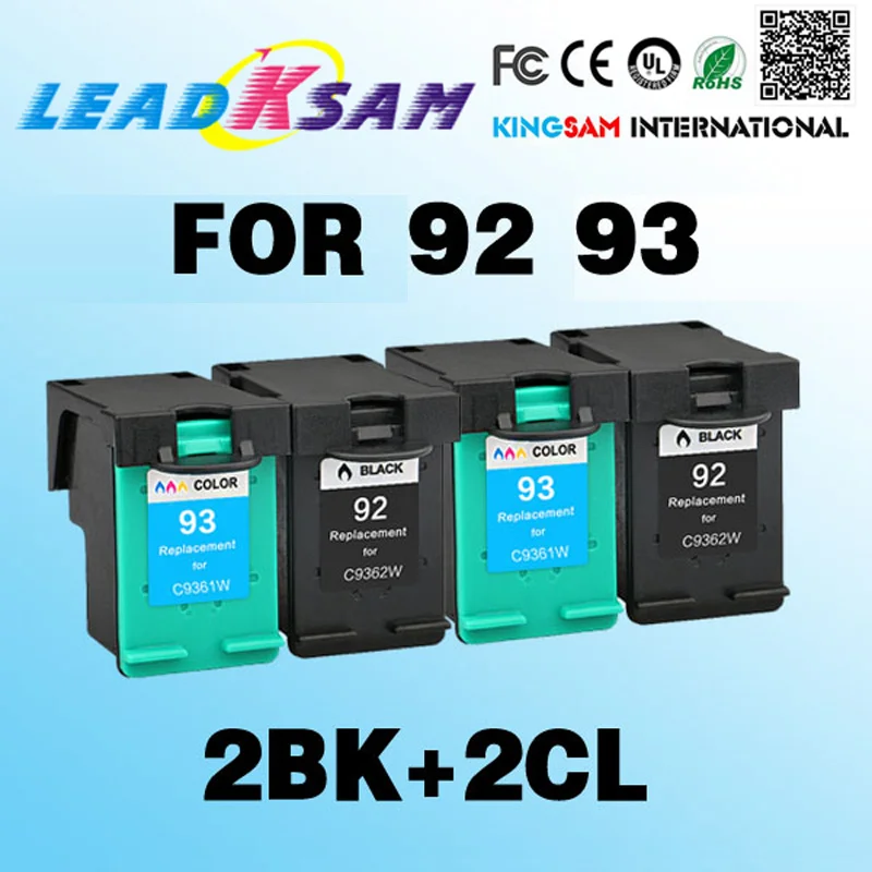 4 шт. совместимый с картриджем для hp92 93 совместим hp93 PhotoSmart 7850 C3180 C3100 C3110 C3170 C3173 |