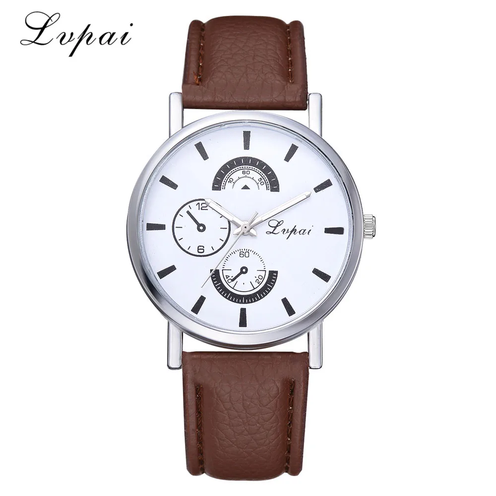 Новые модные мужские наручные часы лучший бренд класса люкс Lvpai повседневные кварцевые часы с кожаным ремешком аналоговые наручные часы relogio masculino часы 30X - Цвет: Brown