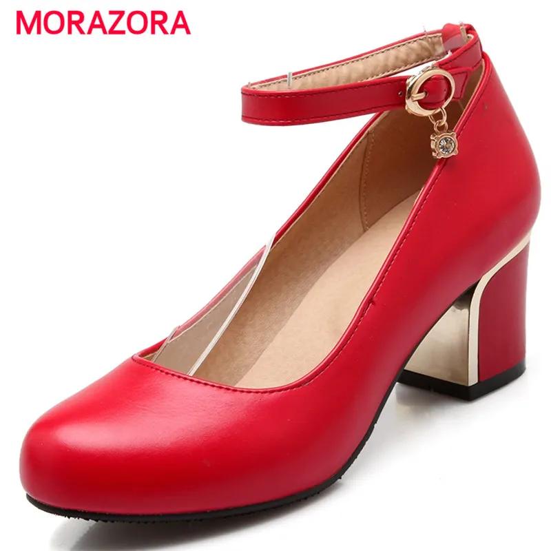 

MORAZORA PU soft leather high heels shoes 6cm woman shallow spring single shoes wedding party women pumps contracted