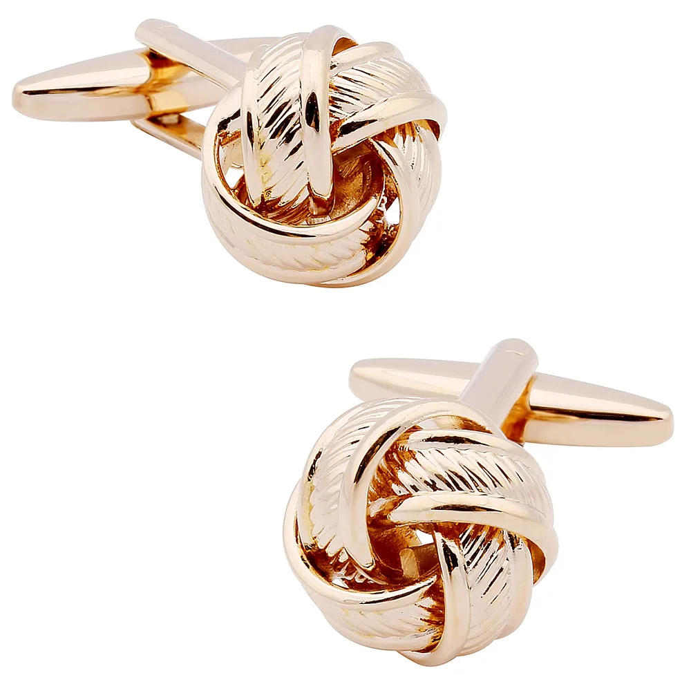

Promotion Knot Cufflinks for Men's Shirt Rose Gold Cuff Buttons Pack with Box