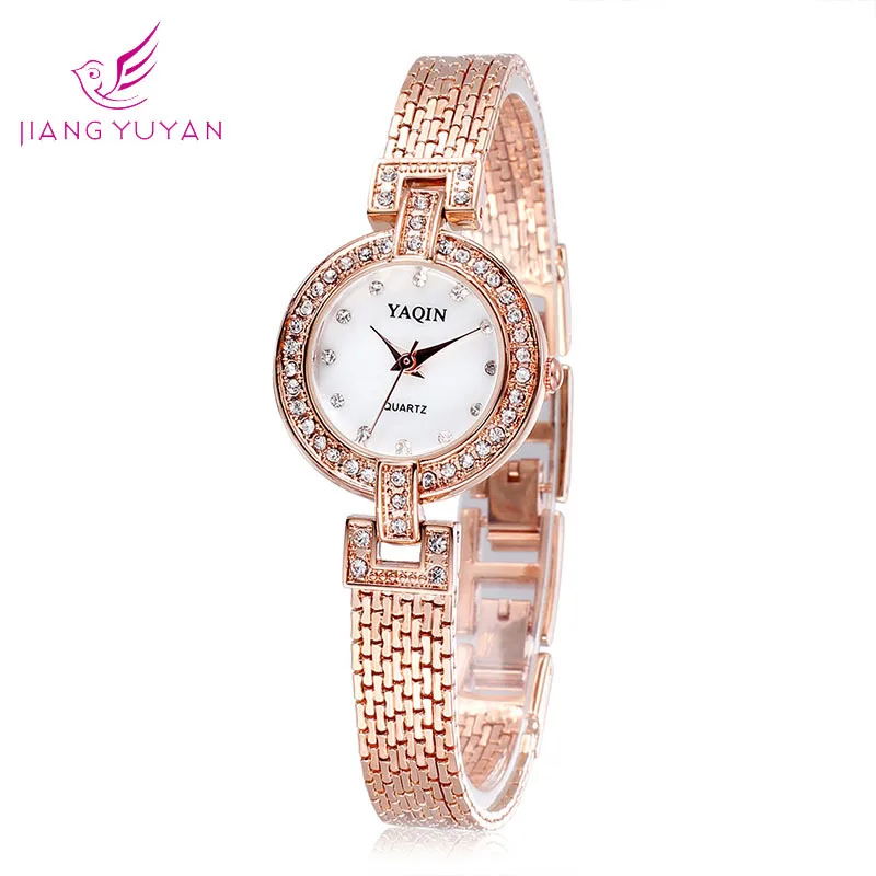 Relógio de Luxo Presente das Senhoras Nova Moda Senhoras Cristal Strass Pulseira Cobre Quartzo Simples Relógio Feminino Mod. 129461