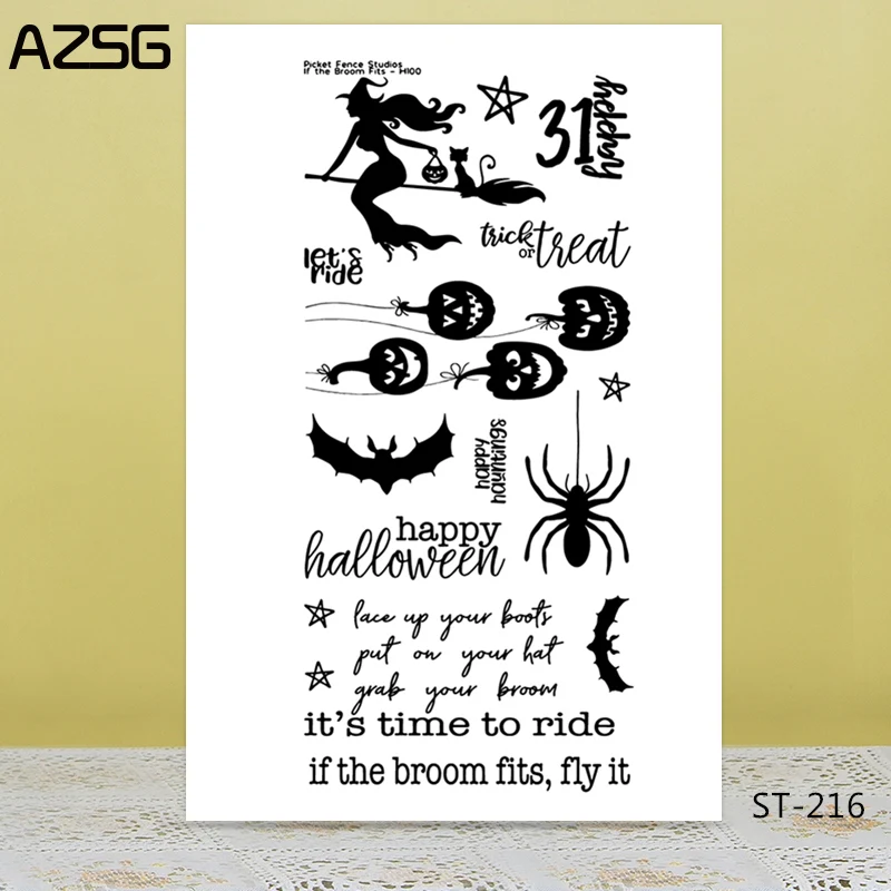 

Witch/Happy Halloween Transparent Silicone Stamp for DIY Scrapbooking/Photo Album Decorative Card Making Clear Stamps Supplies