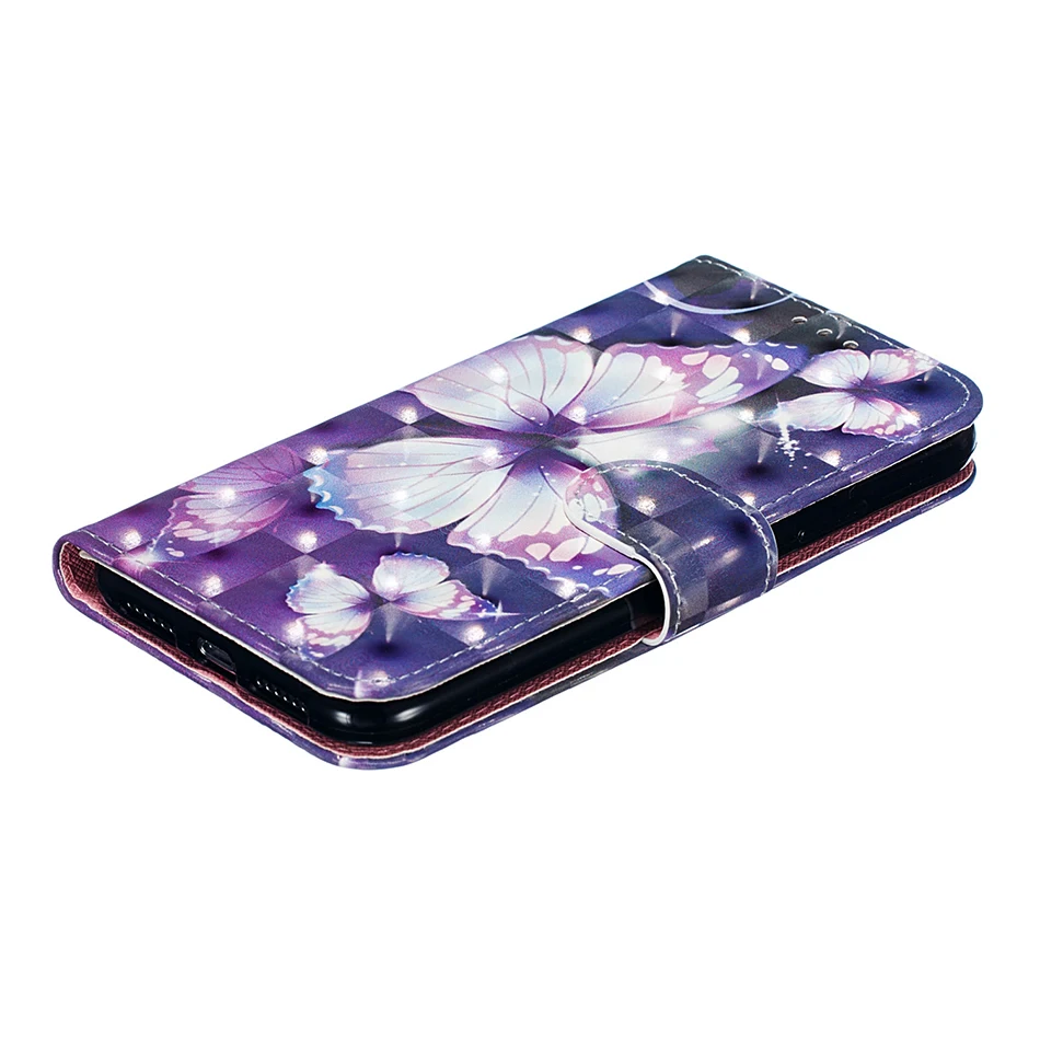 Кожаный чехол для телефона с рисунком бабочки Huawei Honor 7A DUA L22 8C 8X 10 Y5 Prime 2018 Y6 Mate 20 lite