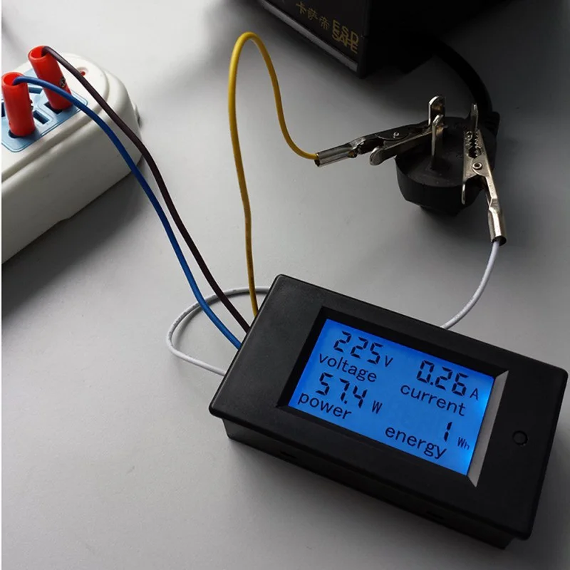 ЖК-цифровой 20А вольт ватт измеритель мощности амперметр вольтметр светодиодный измеритель мощности монитор переменного тока 80-260 В