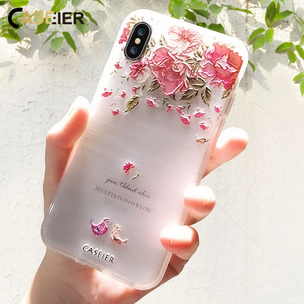 

CASEIER Aestheticism Phone Case For iPhone X 7 8 Plus Soft Silicone Plant Cases For iPhone 6s 6 Plus 5 5s SE Capinha Shell Funda