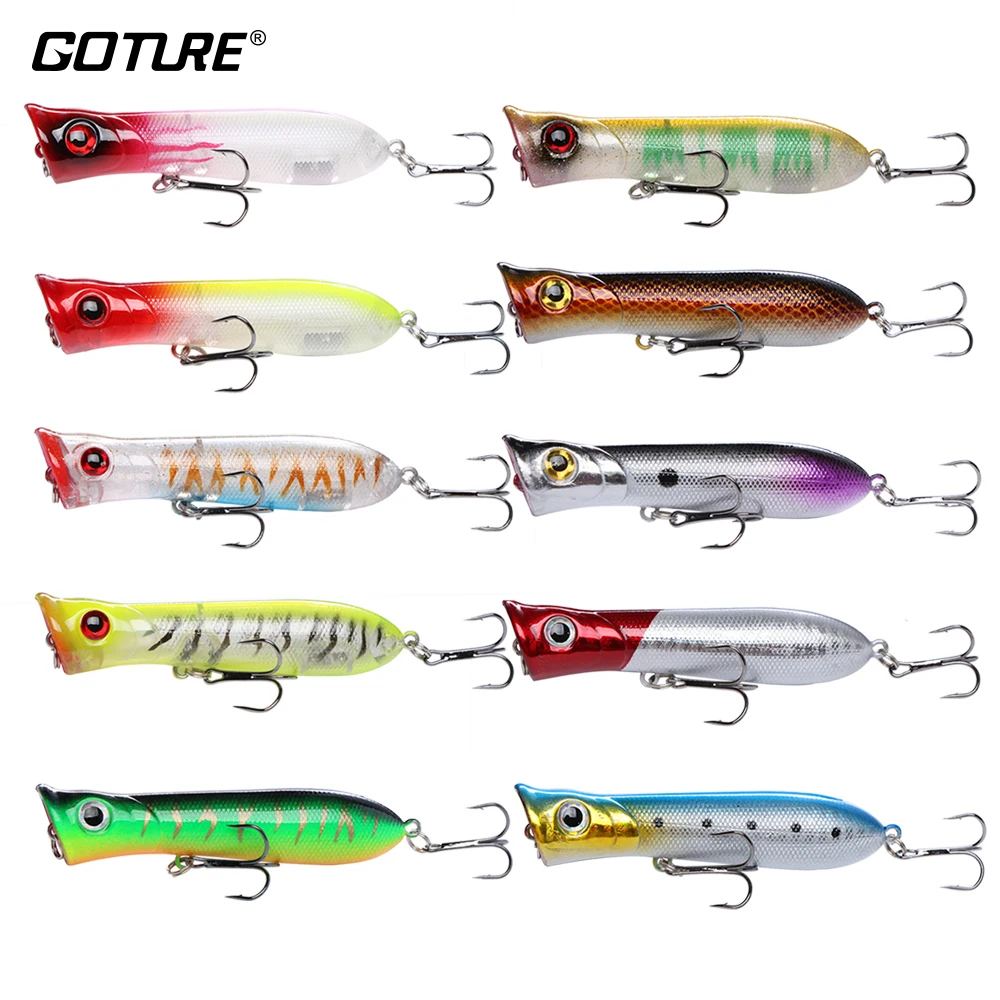 Goture 10pcs/lot Topwater Fishing Lure Popper Poper 11.6g 8cm ( 0.4oz  3.15in ) Trout ,Pike or Bass Fishing Baits