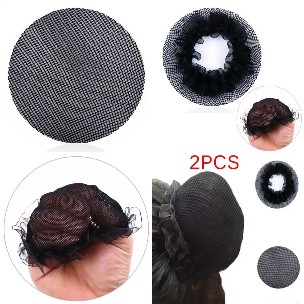 2pcs Lot New Elastic Nylon Hairnets Black Blonde And White Color