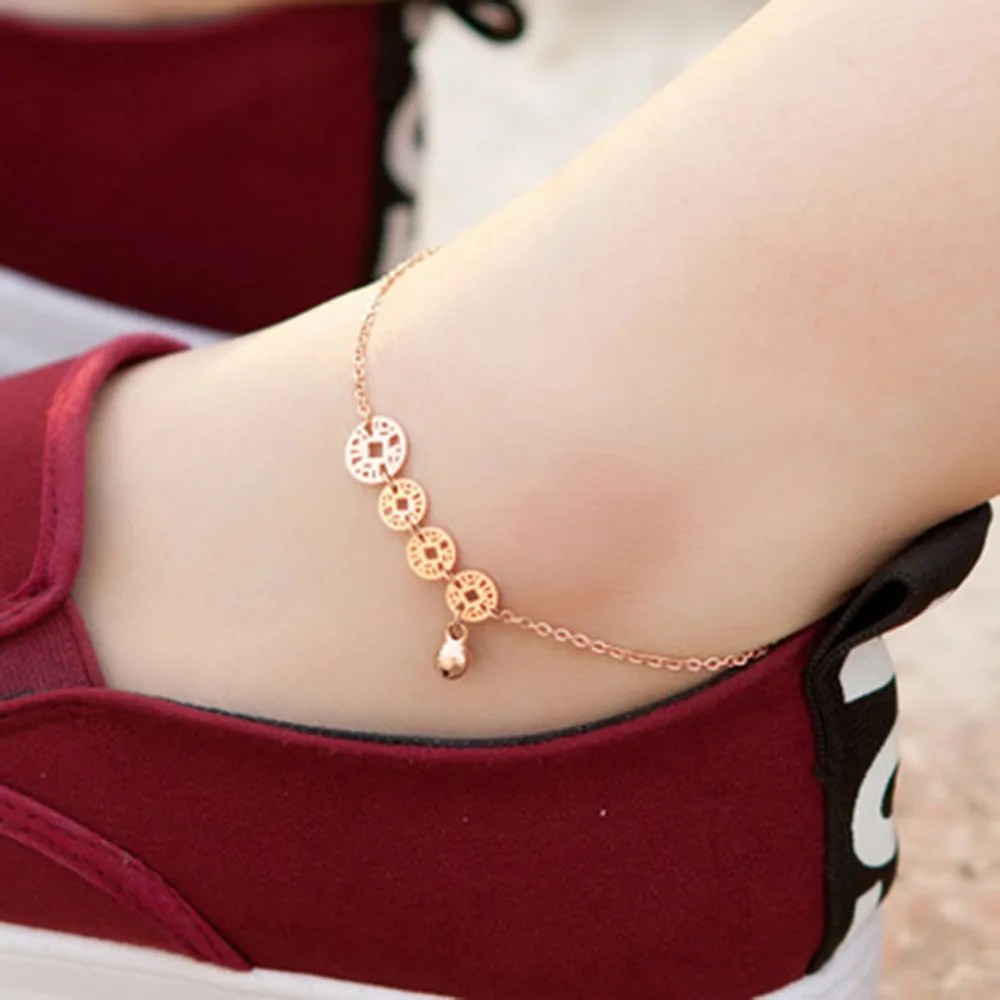 Fashion Design Rose Gold Color Titanium Steel Anklet Bracelet Fashion