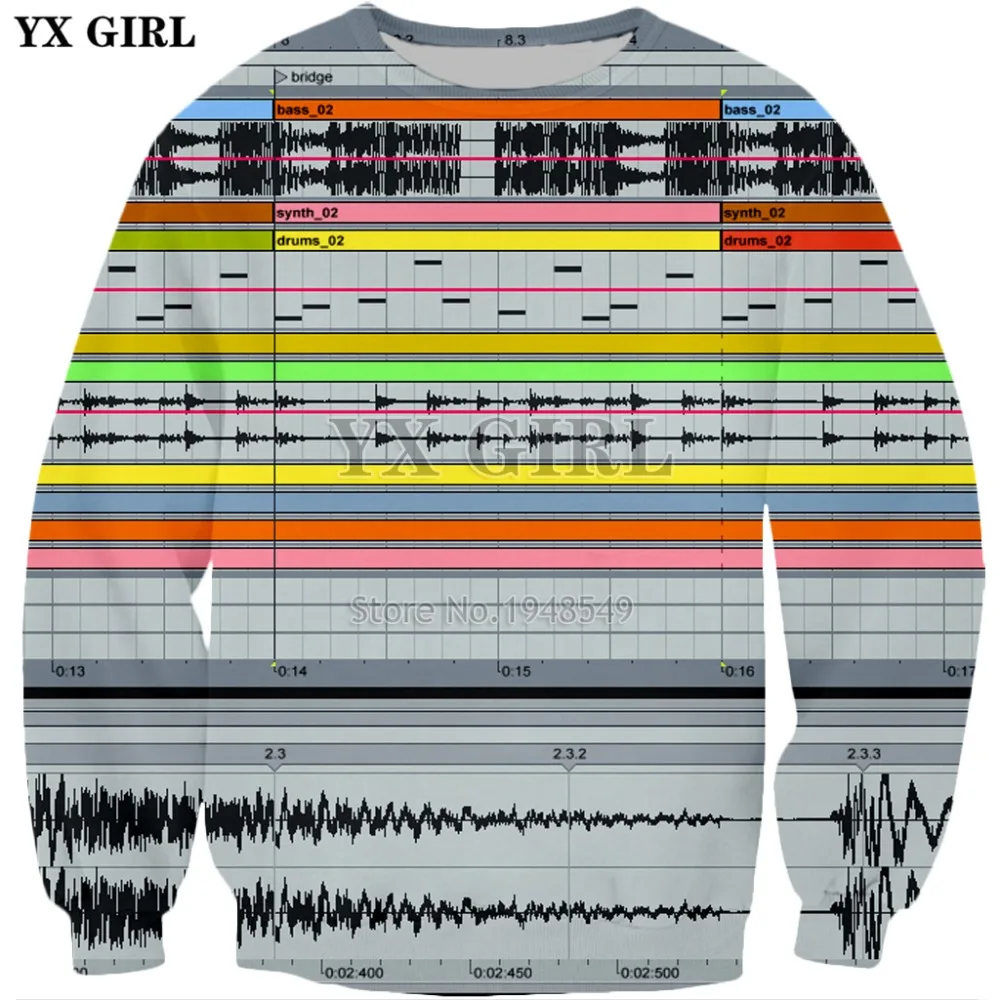 YX девушка Прямая поставка ableton живой диско DJ 3d принт Мужская Женская толстовка