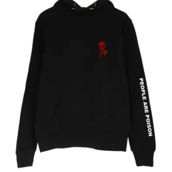 

Harjuku Letters Print Casual Hoodies Loose Sweatshirt Female Autumn Winter Fleece Gray And Black Pullover