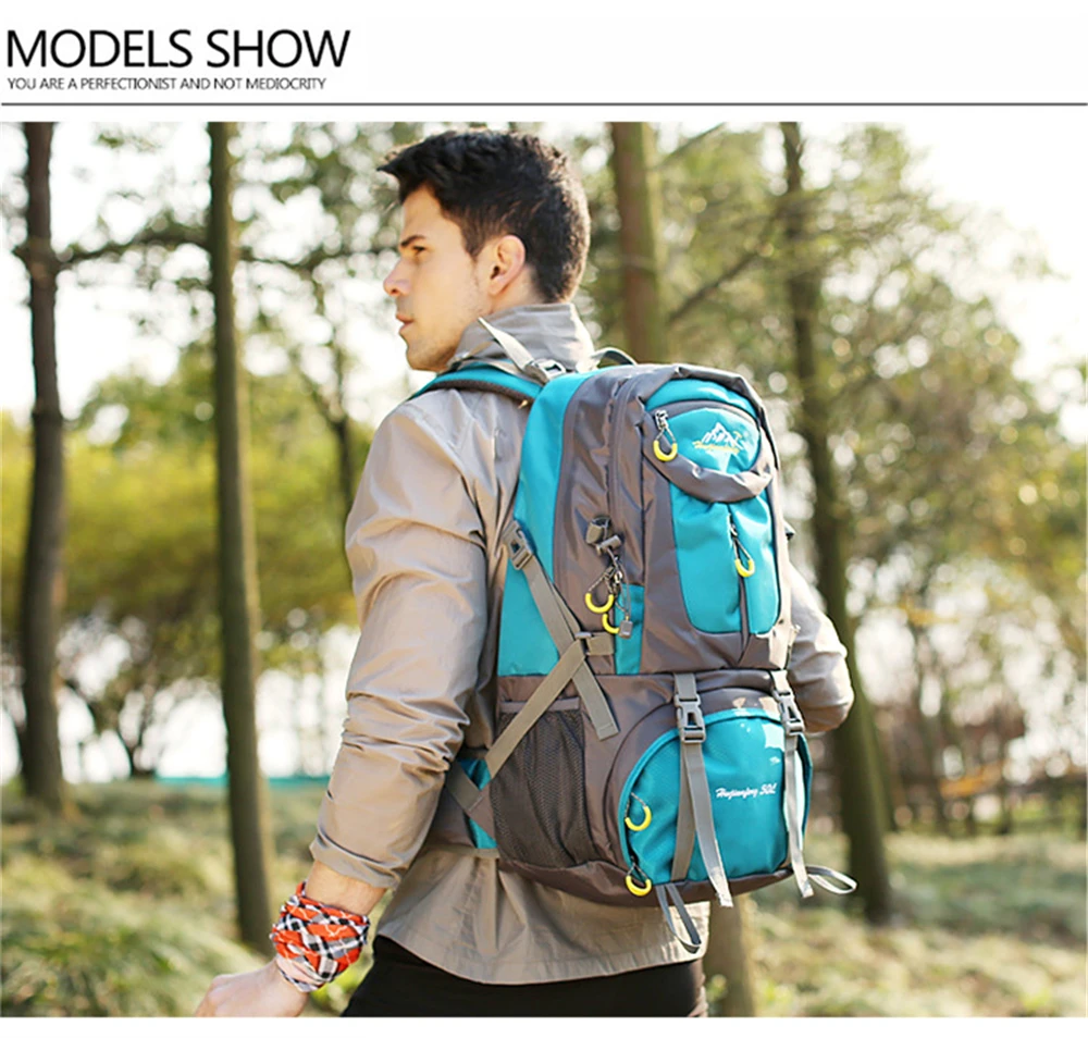 50L Hiking Backpack Rucksacks Waterproof Backpack Men Outdoor Camping Backpack Gym Bags Travel Bag Women Large Sport Bags