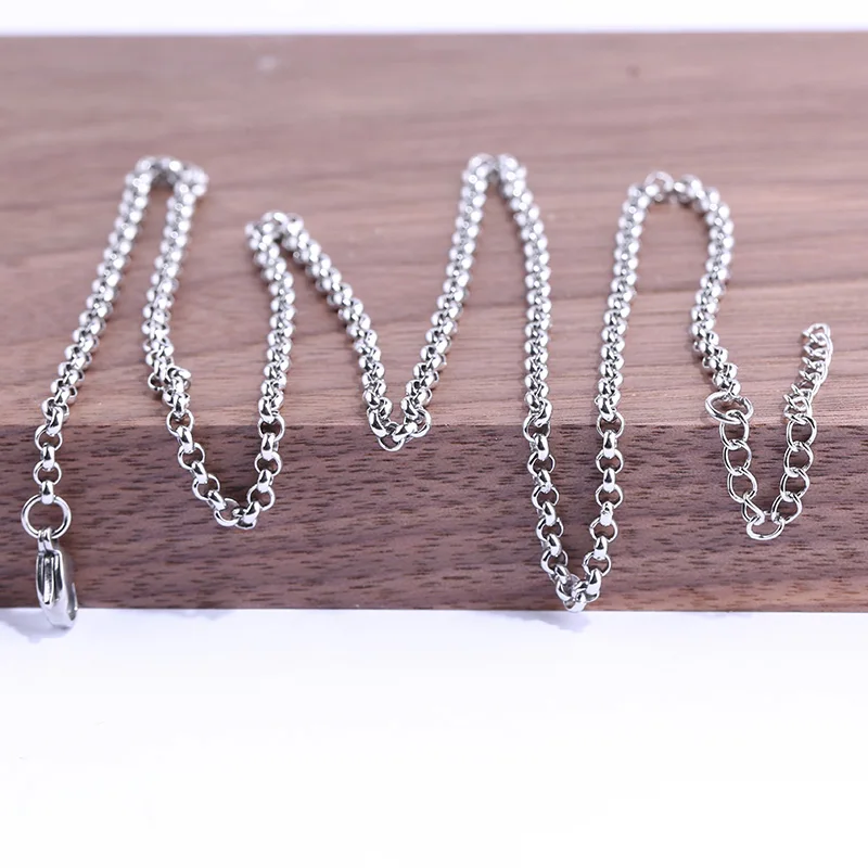 Onwear 5pcs/lot 3mm Wide 60cm Long Stainless Steel Bulk Necklace Chains