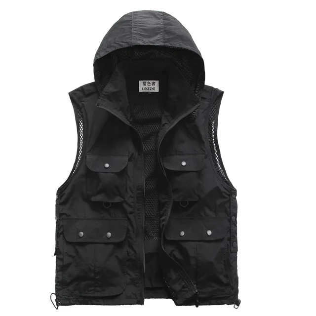 남성 및 여성용 후드 멀티 포켓 조끼