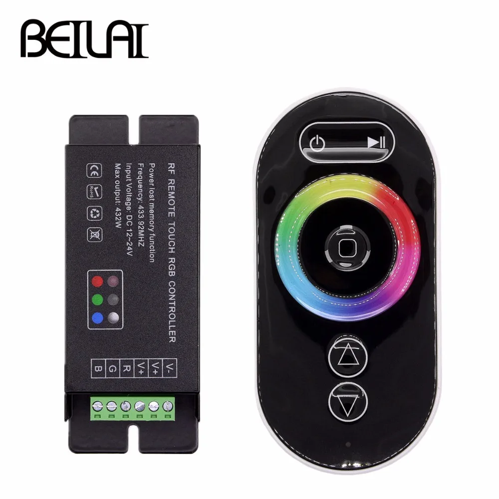 

BEILAI DC 12-24V 18A Touch LED RGB Controller RF Wireless Remote Control For SMD 5050 2835 3528 RGB LED Strip Light