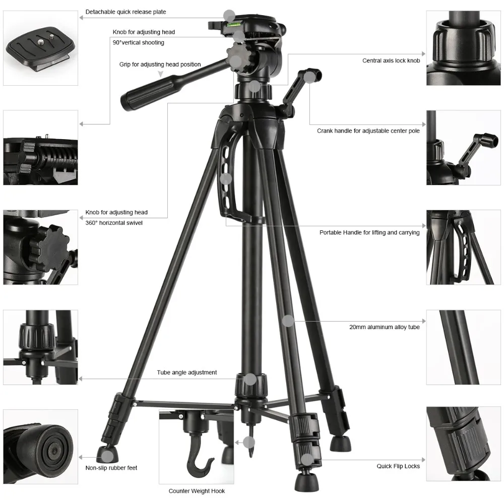 K& F концепция TL2023 6" /152 см светильник для профессиональной выдвижной камеры мини штатив с шаровой головкой для Canon Nikon sony DSLR