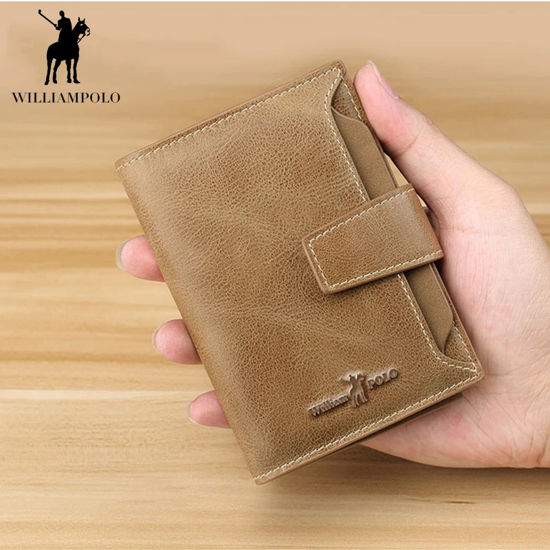 Super Discount Williampolo Vintage Real Cowhide Leather Wallet Men