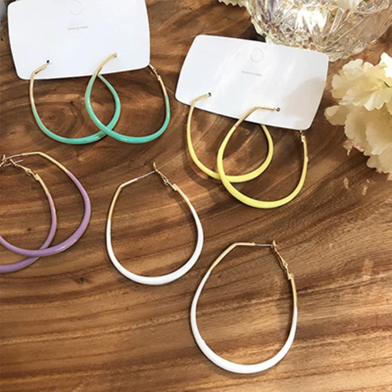 

2019 Temperament Big Earrings Exaggerate Geometric Earrings for Women Oval Pendientes Personality Party Ear Jewelry Girls