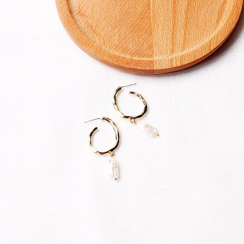 

Woman earrings silver 925 Valentine's Day Baroque Pearl Freshwater pearl temperament simple natural retro silverEH9665