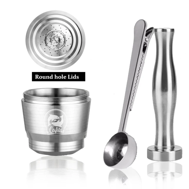 Best Offers Stainless Steel Nespresso Coffee Filter Reusable Capsule Stainless Coffee Tamper Multifunction Metal Coffee Spoon with Clip