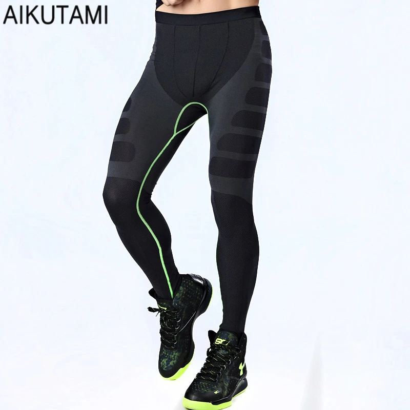

Mens Leggings Elastic Sport Running Tights Men Quick Dry Breathable Solid Compression Pants Fitness Sports Wear for Gym Workout