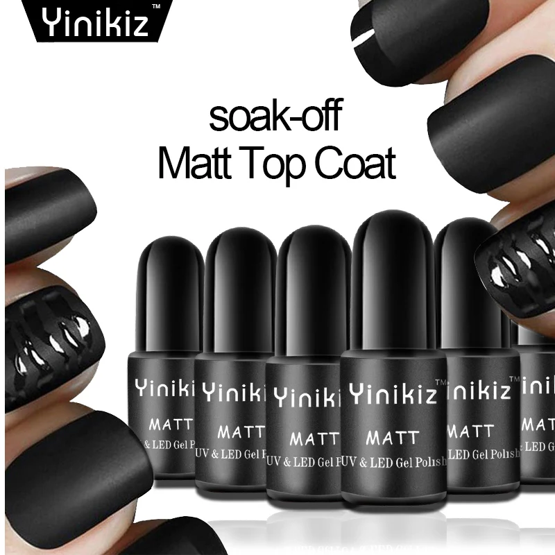 

Yinikiz Puple Black Color Matte Top Gel Nail Polish Frosted Finish Coating Soak-Off UV&LED Gel Top Base Coat Nail Art Set