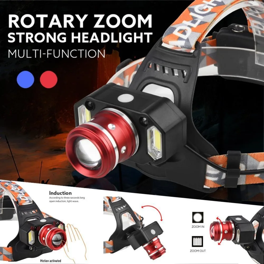 5000лм индукционный налобный фонарь XM-L T6 COB светодиодный налобный фонарь с датчиком движения Zoomable Головной фонарь Light18650 Перезаряжаемый для рыбалки и охоты